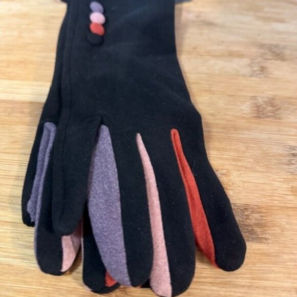 Retro Faux Suede gloves with multi color blocking - NWT - Picture 5 of 16